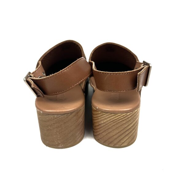 Zara Embroidered Leather and Wooden Clogs Brown Tan Size 38 7.5-8 - Picture 3 of 9